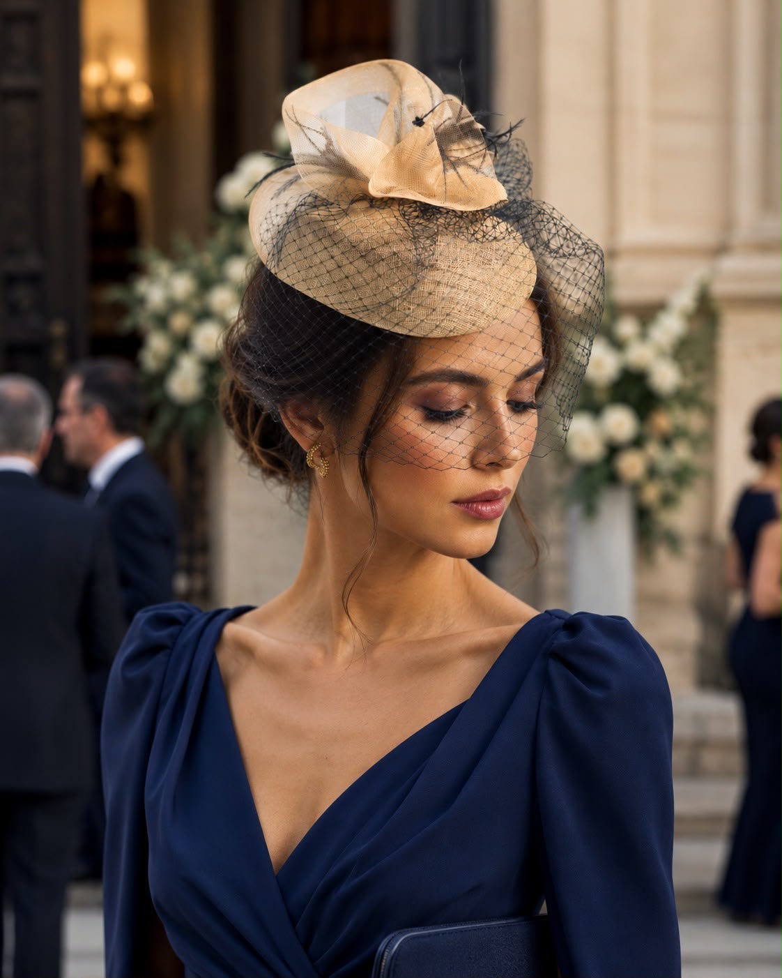 Mujer con Pill box Grecia en una boda