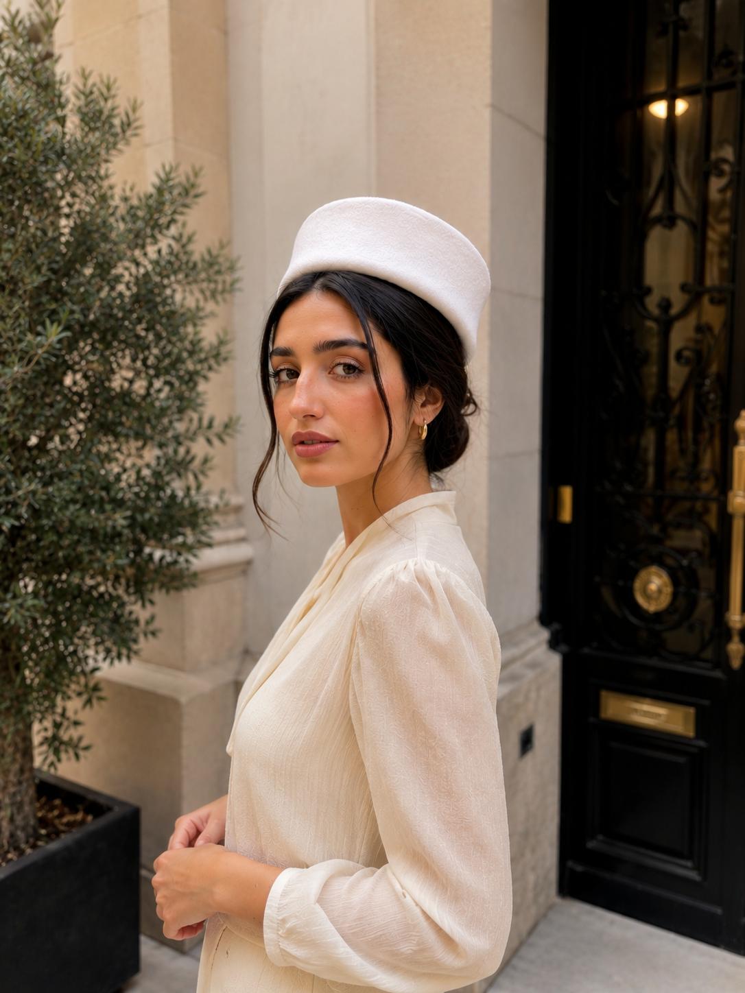 casquete novia blanco